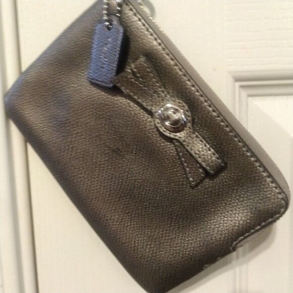 Coach Leather Wallet Wristlet - Gunmetal Color - Picture 1 of 10